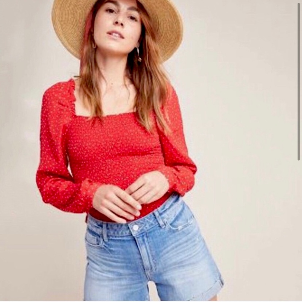 Anthropologie Seen Worn Kept Red Square Top